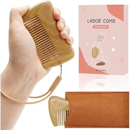 Sandalwood Birthing Comb For Labor Pain Relief & Delivery - Labour Gifts with Birth Affirmation For Women- Wood Comb For Pregnancy Contraction