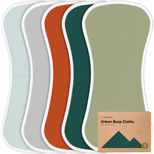 Organic Burp Cloths for Baby Boys and Girls - 5-Pack Super Absorbent Burping Cloth, Burp Clothes, Soft & Plush, Newborn Milk Spit Up Rags, Burpy Cloth Bib for Unisex, Burping Rags (Hunter)