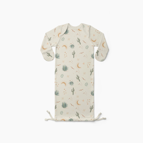 Goumi Kids x Babylist Printed Drawstring Baby Gown - Cactus, 0-3 M