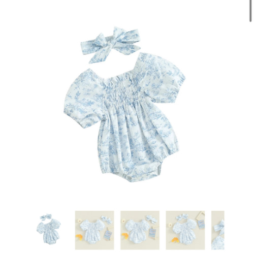 BLUE FIELDS Smocked Romper - Hazel & Bo