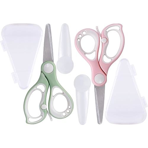 Baby Food Scissors Kicthen Shears - Portable Cute Kitchen Scissors with Dust Cover and Storage Travel Case - Ideal for Cutting Meat, Chicken, Vegetables, Fruits