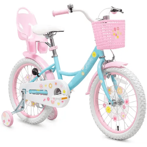 Girls Bike with Basket for Toddlers and Kids Aged 3-14 Years Old, 14 16 18 Inch with Training Wheels & Doll Seat, 20 Inch with Kickstand & Rear Rack, Princess Style Bicycle for Gift
