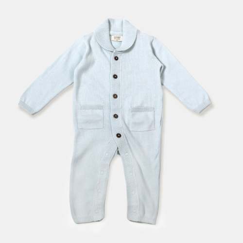 Milan Organic Cotton Knit Shawl Collar Jumpsuit Romper for Babies by Viverano