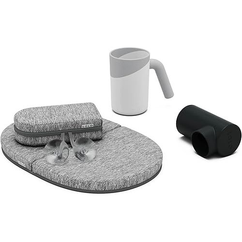 Lalo Bathtime Essentials - includes Knee & Elbow Saver, Rinse Cup, & Spout Cover - Comfortable & Secure Baby Bath Essentials Made with Safe, Durable Materials and Easy to Clean - Licorice