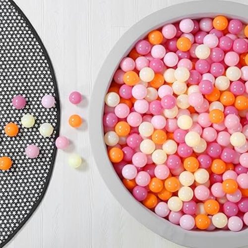 GOGOSO Ball Pit Balls for Toddler, Baby Plastic Playballs Kids Soft Pastel Pelotas Non-Toxic BPA-Free 3pink+Orange+Yellow, 100 Balls