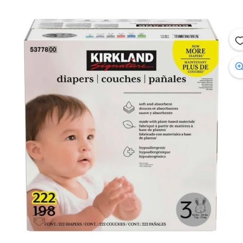 Kirkland Signature Diapers Sizes 3-6