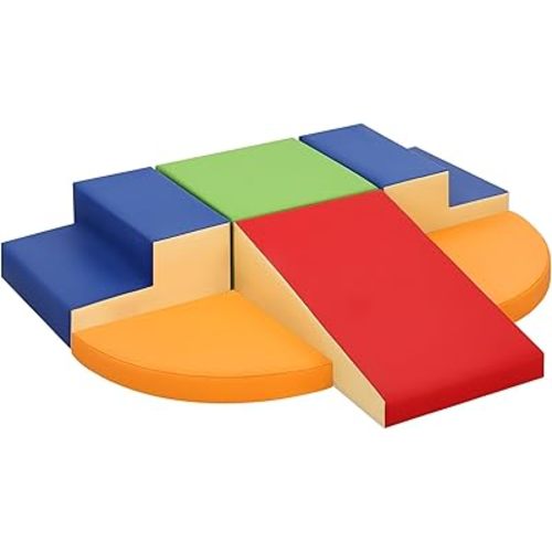 6-Piece Soft PU Leather Toddlers Climbing Toys, Baby Foam Climbing Blocks for Toddlers, Foam Play Gym Climbing Structures for Toddlers 3, Indoor Climb and Crawl Activity Play Set