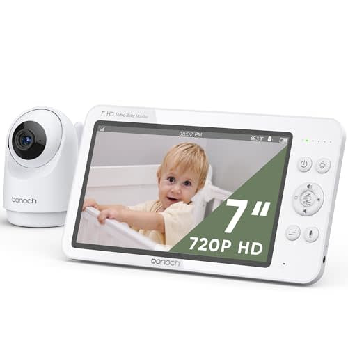 bonoch MegaView Baby Monitor with Camera and Audio, 7" 720P HD Video Baby Monitor No WiFi, 6000mAh Battery, VOX Mode, Auto Night Vision, Hack Proof, Remote PTZ, 8 Lullabies Baby Camera Monitor
