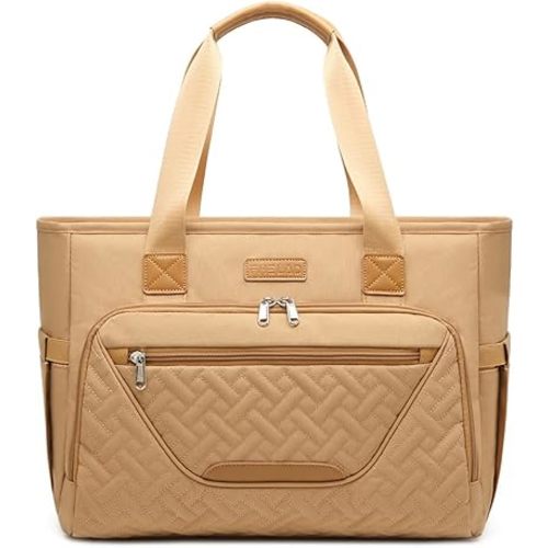 Diaper Bag Tote, Large Capacity Travel Diaper Tote Bags, Large Mommy Bag for Hospital, Travel Diaper Tote Messenger Purse, Baby Bag with 16 Inch Laptop Compartment (Light Brown)