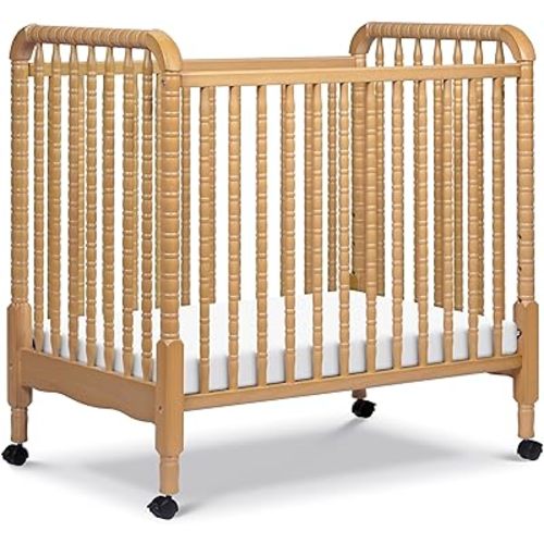 Davinci Jenny Lind 3-in-1 Convertible Mini Crib in Honey, Removable Wheels, Greenguard Gold Certified