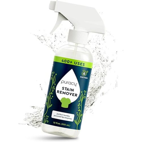 Puracy Stain Remover, Travel and Laundry Stain Cleaner for Clothes, Baby Essentials, Kids Stains, Oil and Fabric Spot Cleaner (Stain Remover Spray, 12 fl oz)