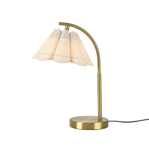 Mercer41 Luxury Gold Brass Table Lamp with Unique Petal Linen Shade, Bedside Lamp for Bedroom Living Room, Decoration Use E26 Bulb (Bulb Not Included) | Wayfair