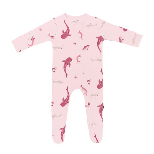 Zippered Footie in Blush Shark