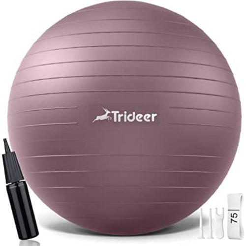 Trideer Yoga Ball - Exercise Ball for Workout pilates Stability - Anti-Burst and Slip Resistant for physical therapy, Birthing, Stretching & Core Workout, Office Ball Chair, Flexible Seating, Home Gym