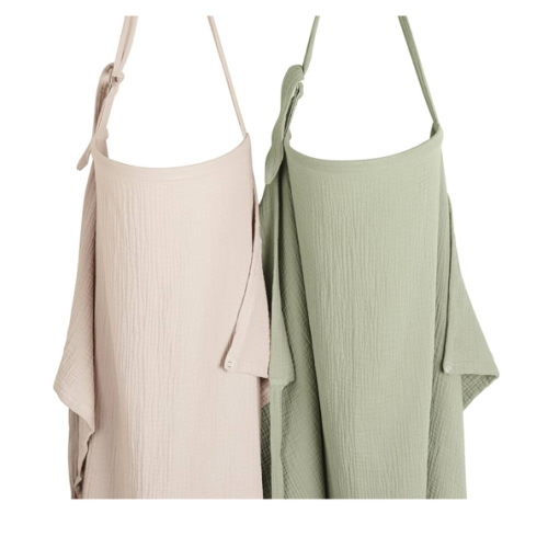 Konssy 2-Pack Muslin Nursing Cover Up for Breastfeeding Moms with Rigid Hoop, 100% Cotton, Lightweight & Breathable Breastfeeding Cover, Adjustable & Comfort