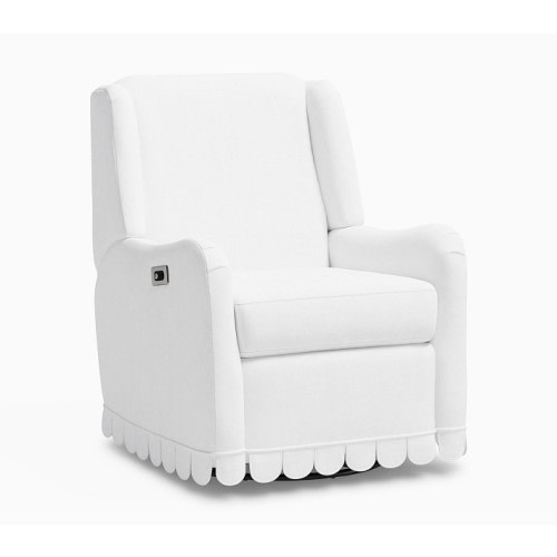 Merced Power Scalloped Recliner Performance Linen Blend White