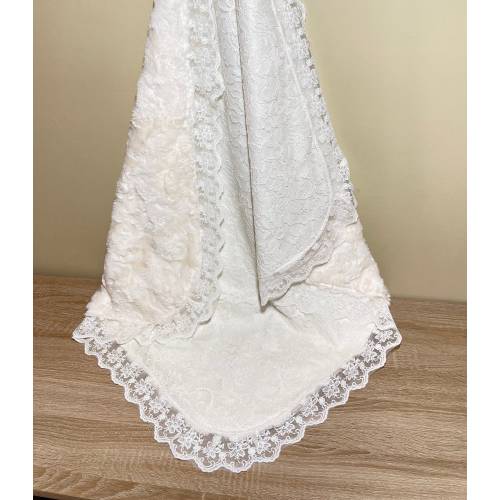 Cream lace baby blanket, Minky baby blanket, Baby girl blanket, Stroller blanket, Soft baby blanket, Newborn baby blanket, Kids blanket