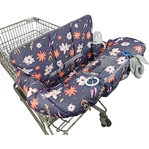 Shopping Cart Cover for Baby/Toddler, Cozy High Chair Cover & Grocery cart Cover Cushion, Dark Blue