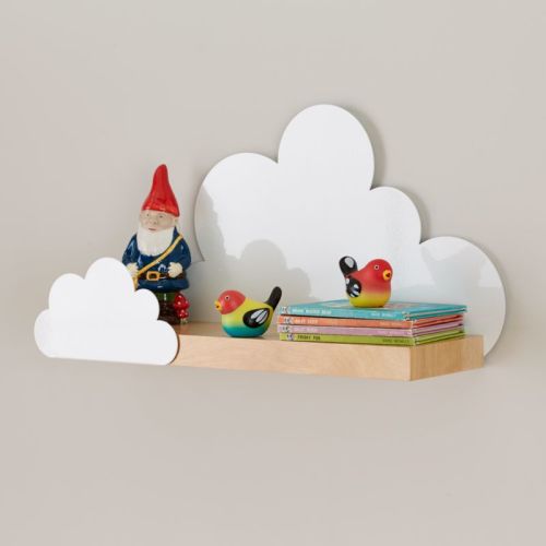 Cloud Metal and Wood Wall Shelf