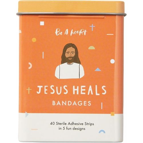 Be A Heart Original Jesus Heals Bandages, Jesus Adhesive Bandages, Jesus Bandaids, Christian, Children Bandages (2 Bandage Tins)