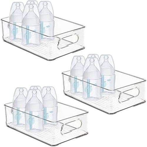 Baby Bottle Organizer, Plastic Storage Center for Baby Bottles and Food Jars, Portable Nursery Storage Plastic Baby Organizer,Convenient Storage Center for Kitchen Cabinet, Refrigerator&Countertop-3PC