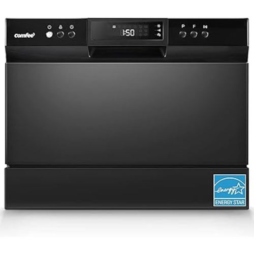 COMFEE’ Countertop Dishwasher, Energy Star Portable Dishwasher, 6 Place Settings & 8 Washing Programs, Speed, Baby-Care, ECO& Glass, Dish Washer for Dorm, RV& Apartment, Black