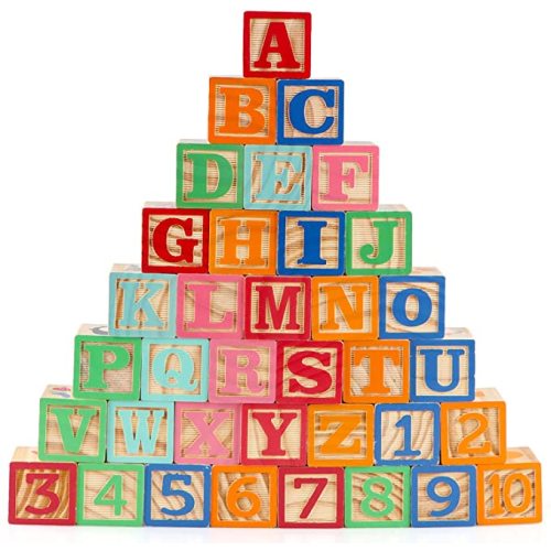 Gemileo Wooden ABC Toy Building Blocks for Toddlers 1-3 36 PCS Wood Baby Alphabet Number Blocks for Stacking Learning Preschool Educational Montessori Sensory Toys for Kids Boys Girls Gifts 1.65"