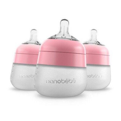 nanobebe Silicone Baby Bottle Set - 5 fl oz/3pk, Color: Pink