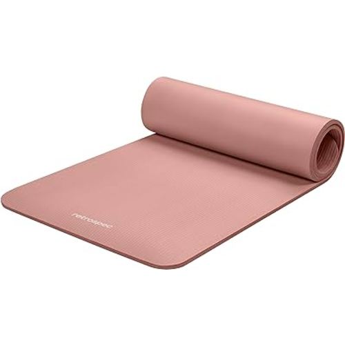 Retrospec Solana Yoga Mat 1/2" Thick w/Nylon Strap for Men & Women - Non Slip Exercise Mat for Yoga, Pilates, Stretching, Floor & Fitness Workouts