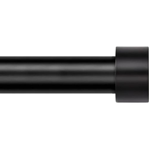 Zeerobee Curtain Rods for Windows 48 to 84, Black Curtain Rod, Adjustable 1 Inch Heavy Duty Outdoor/Indoor Modern Drapery Pole, 32"-86"