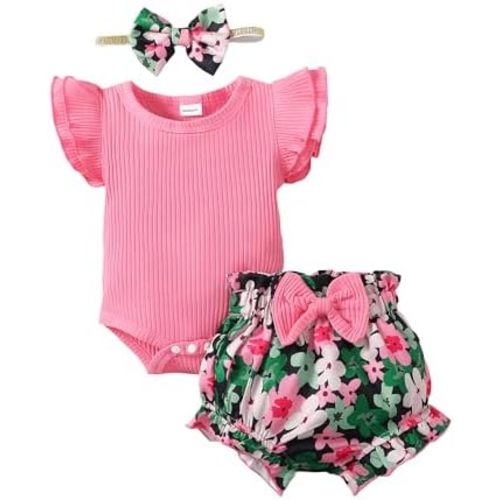 SUNNY PIGGY Baby Girl Clothes Infant Girl Outfit Newborn Girl Romper Summer Baby Girls’Clothing Short Set