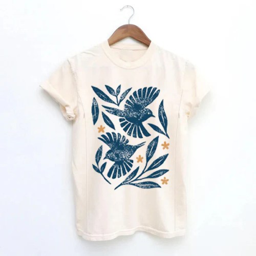 Retro Botanical Birds Nursing T-shirt – Giftifymama