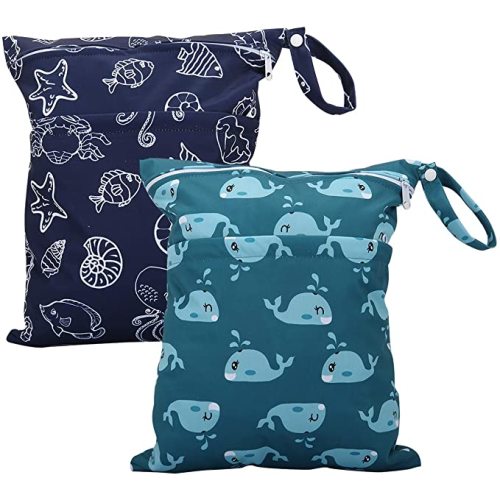 Amazon.com: TRENSOM Wet Bag for Cloth Diapers Waterproof Reusable bags with Two Zippered Pockets Whale Wet Dry bag Travel Beach Pool Yoga Gym Bag for Pump Swimsuits Wet Clothes 2 pcs : Baby