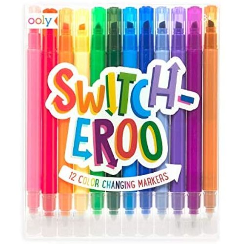 OOLY, Switch-eroo Double Sided Color Changing Markers, Drawing and Coloring Tool for Kids and Adults, Cool and Fun Pens for Creative Projects, Gift Idea for Boys and Girls, Pack of 12 Vibrant Colors