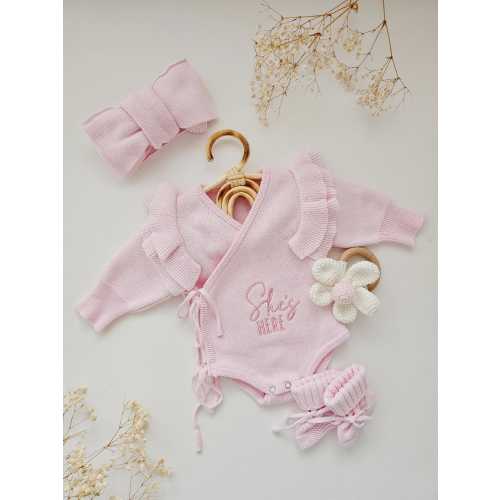 Personalised Baby Ruffle Romper, Luxury Neutral Set, Newborn Beige, Baby Announcement Bodysuit, Baby Coming Home Outfit, Knitted Hello World