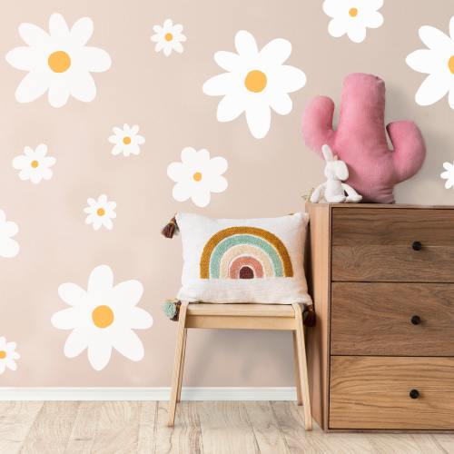 Large Daisy Wall Decals Boho Nursery Decor Kids Room Wall Art Fabric Removable Flower Wall Stickers Girls Wall decals Floral wall sticker