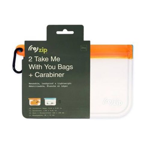 (re)zip Reusable Leakproof Clip-on Take Me with You Bags and Carabiner - 2pc