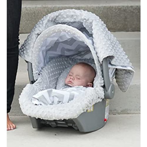Carseat Canopy 5 Pc Whole Caboodle Baby Infant Car Seat Cover Kit with Minky Fabric (Chevy)