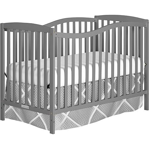 Chelsea 5-in-1 Convertible Crib in Steel Grey, made of New Zealand pinewood, JPMA & Greenguard gold certified, comes with 4 mattress height positions