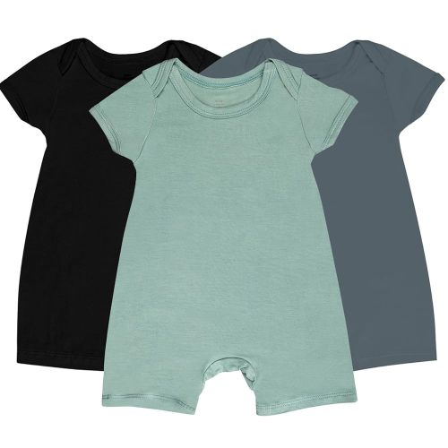 GUISBY Rayon Baby Pajamas, Short Sleeve Footless Rompers, Snap Closure Sleeper for Boy Girls