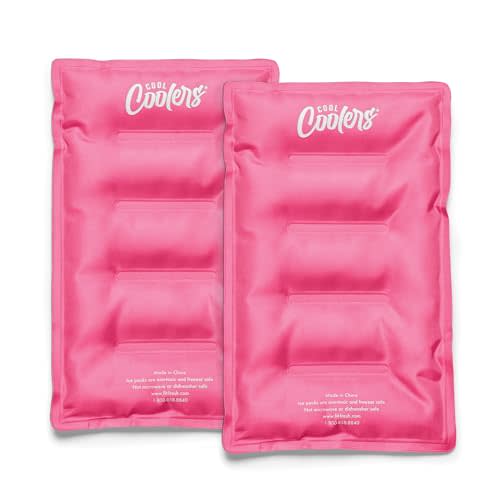 Cool Coolers by Fit & Fresh 2 Pack Soft Ice Packs for Cooler, Flexible Stretch Nylon, Lunch Box Ice Packs, Ice Packs for Lunch Boxes, Large Reusable Freezer Packs, Hot Pink