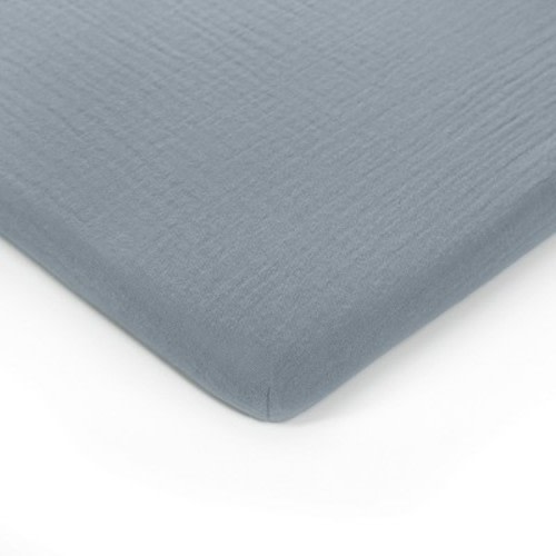 Muslin Fitted Bassinet Crib Sheet, Extra Soft 100% Muslin Cotton Bassinet Sheets by Comfy Cubs, Color: Pacific blue