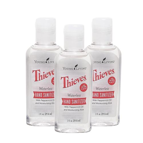 Young Living Thieves Waterless Hand Purifier with Peppermint Oil | 1 oz | Convenient, Refreshing, and Gentle Cleanser for Soft Hands | 3 Pack