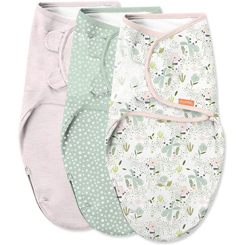 SwaddleMe by Ingenuity Original Swaddle with Easy-Change, 100% Cotton, Improves Sleep & Calms Startle Reflex, 0-3 Months, 3-Pack - Peekaboo Panda