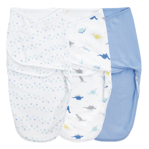 Aden + Anais Essentials Wrap Swaddles, 100% Cotton, Dino-Rama, 0-3 Months, 3-Pack