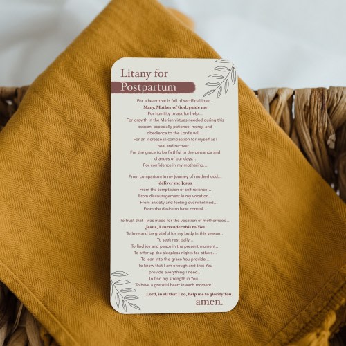 Litany for Postpartum - Catholic Pregnancy - Prayer Card - Motherhood - Catholic Prayer - Catholic Mom - Catholic Gift - Raising Saints
