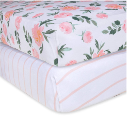 Autumn Bloom & Stripe Organic BEESNUG® Crib Sheet 2 Pack