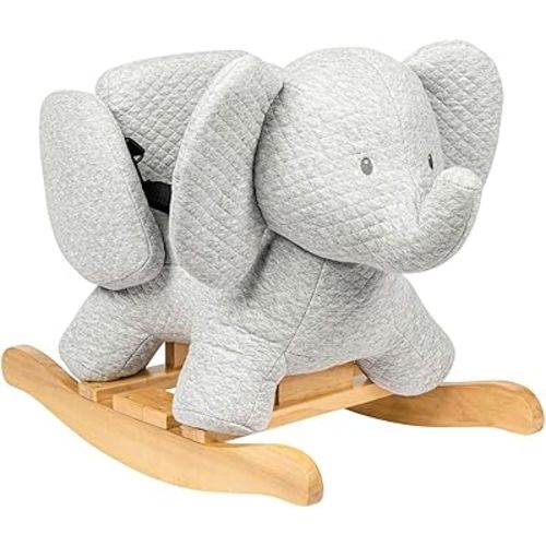Nattou Rocking Horse Animal for Children, Tembo The Elephant, 10-36 Months, 25"x13"x18" in (64 x 34 x 46 cm), Grey, 929141