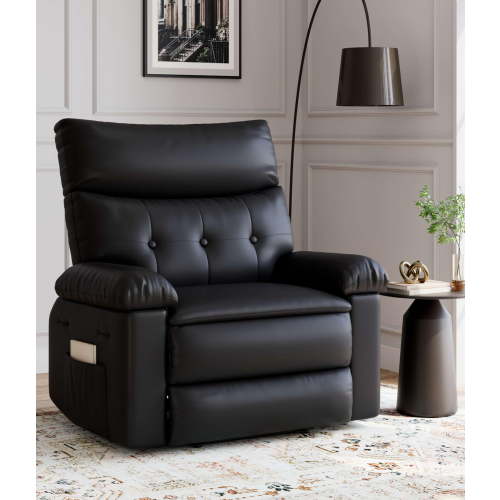 Luxury Swivel Recliner Chair,360° Swivel Manual Reclining,PU Leather, 1.5X High-Density Foam, Side Pocket for Living Room, Bedroom, Nursery, Home Theatre - Walmart.ca
