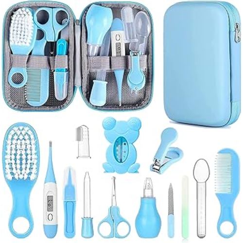 Baby Grooming Kit, Infant Safety Care Set with Hair Brush Comb Nail Clipper Nasal Aspirator,Baby Essentials Kit for Newborn Girls Boys